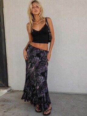 Vintage Y2K Style & Co Ruffle Hem Maxi Dress Size 16 Flowy 90s